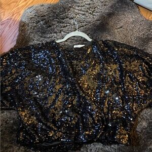 Sequin Black and Gold Women's Top